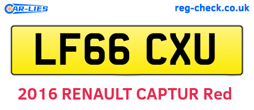 LF66CXU are the vehicle registration plates.