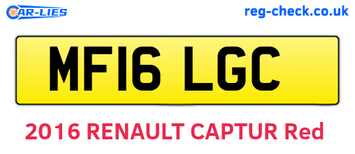 MF16LGC are the vehicle registration plates.
