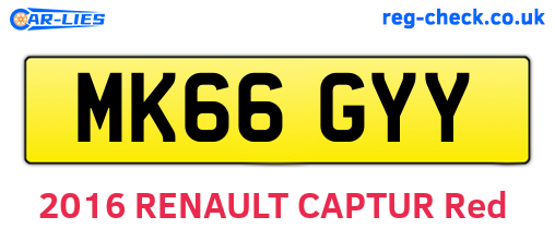 MK66GYY are the vehicle registration plates.