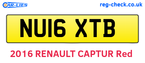 NU16XTB are the vehicle registration plates.