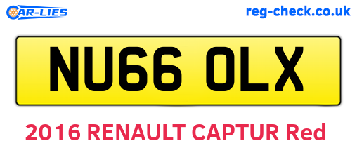 NU66OLX are the vehicle registration plates.