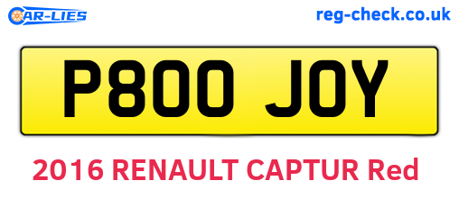 P800JOY are the vehicle registration plates.