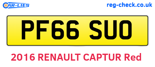 PF66SUO are the vehicle registration plates.