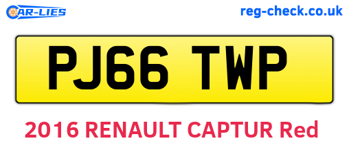 PJ66TWP are the vehicle registration plates.