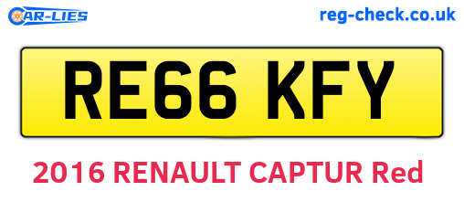 RE66KFY are the vehicle registration plates.