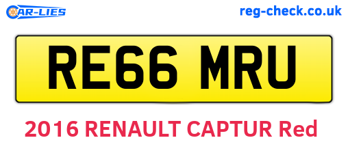 RE66MRU are the vehicle registration plates.