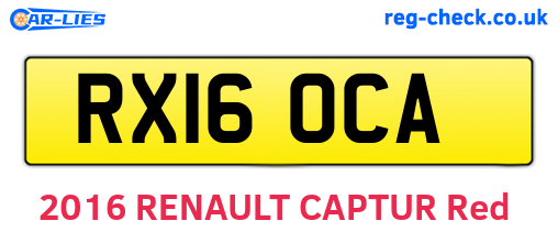 RX16OCA are the vehicle registration plates.