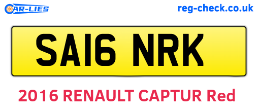 SA16NRK are the vehicle registration plates.