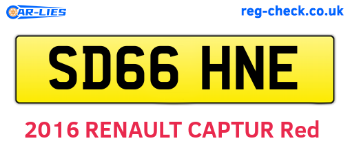 SD66HNE are the vehicle registration plates.
