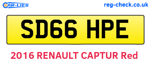 SD66HPE are the vehicle registration plates.