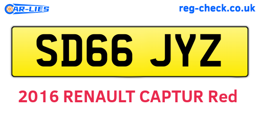 SD66JYZ are the vehicle registration plates.