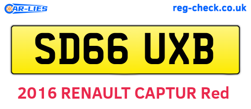 SD66UXB are the vehicle registration plates.