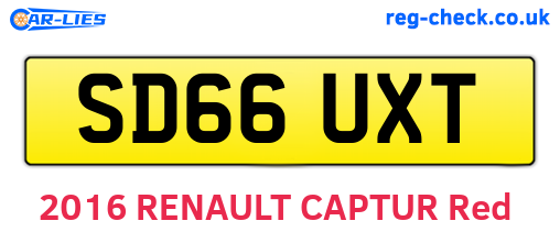 SD66UXT are the vehicle registration plates.
