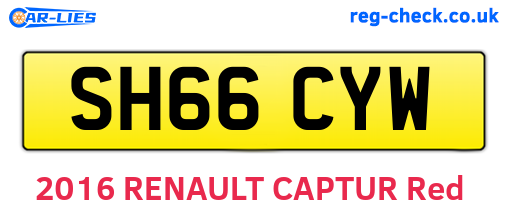 SH66CYW are the vehicle registration plates.
