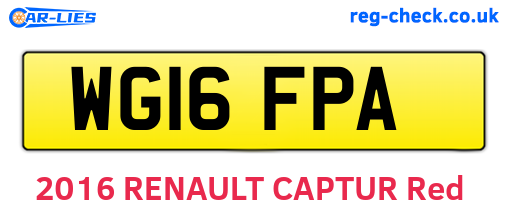 WG16FPA are the vehicle registration plates.
