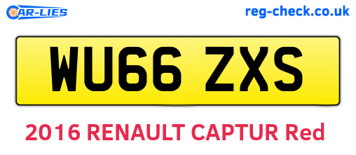 WU66ZXS are the vehicle registration plates.