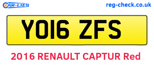 YO16ZFS are the vehicle registration plates.