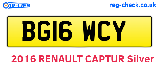 BG16WCY are the vehicle registration plates.