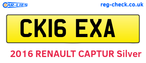 CK16EXA are the vehicle registration plates.