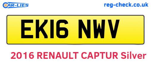 EK16NWV are the vehicle registration plates.
