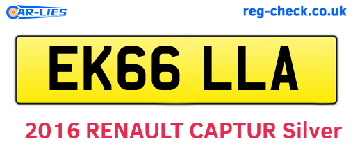 EK66LLA are the vehicle registration plates.