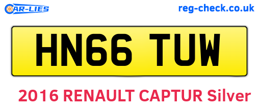 HN66TUW are the vehicle registration plates.
