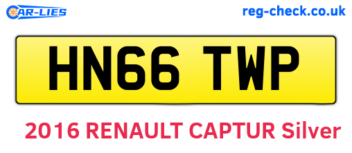 HN66TWP are the vehicle registration plates.