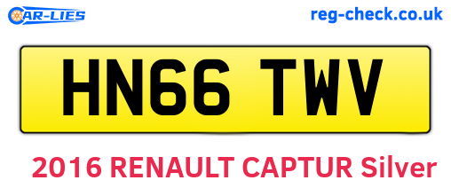 HN66TWV are the vehicle registration plates.