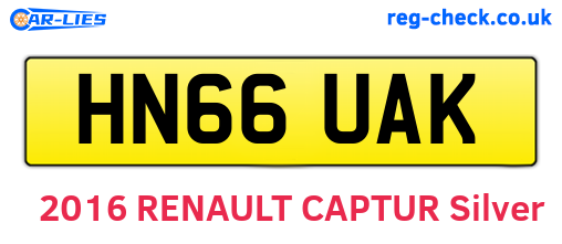HN66UAK are the vehicle registration plates.