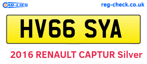 HV66SYA are the vehicle registration plates.