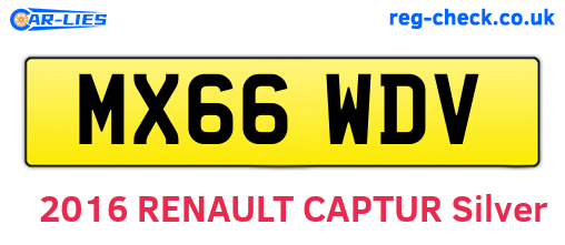 MX66WDV are the vehicle registration plates.