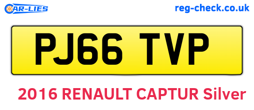 PJ66TVP are the vehicle registration plates.