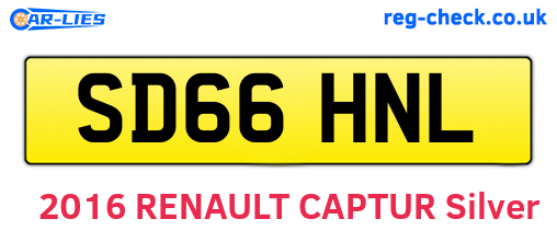 SD66HNL are the vehicle registration plates.