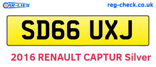 SD66UXJ are the vehicle registration plates.