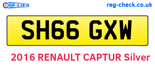 SH66GXW are the vehicle registration plates.