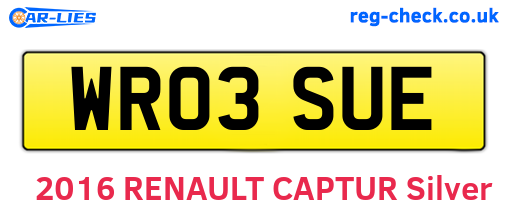 WR03SUE are the vehicle registration plates.