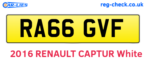 RA66GVF are the vehicle registration plates.
