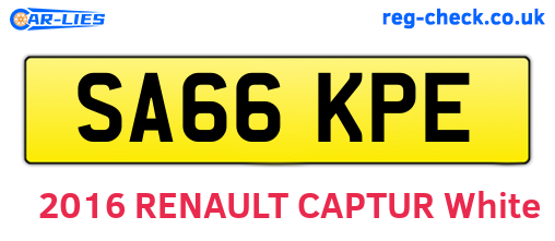SA66KPE are the vehicle registration plates.