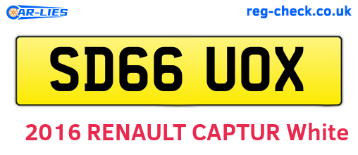 SD66UOX are the vehicle registration plates.