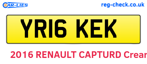 YR16KEK are the vehicle registration plates.