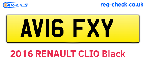AV16FXY are the vehicle registration plates.