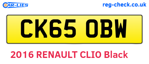 CK65OBW are the vehicle registration plates.