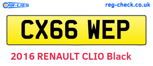 CX66WEP are the vehicle registration plates.
