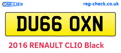 DU66OXN are the vehicle registration plates.