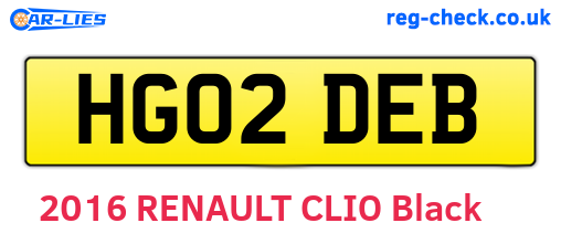 HG02DEB are the vehicle registration plates.