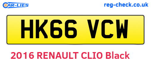 HK66VCW are the vehicle registration plates.