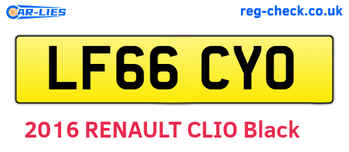 LF66CYO are the vehicle registration plates.