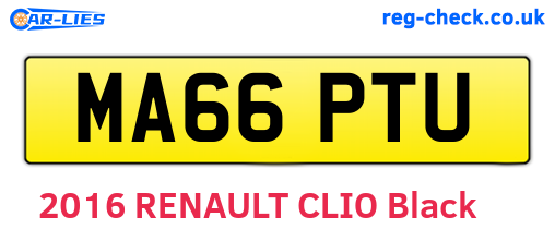 MA66PTU are the vehicle registration plates.