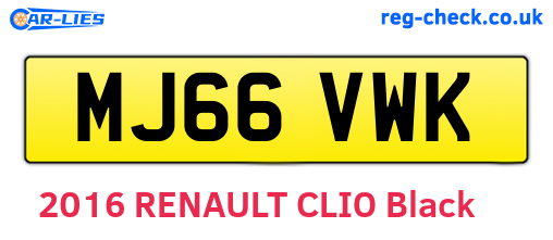 MJ66VWK are the vehicle registration plates.