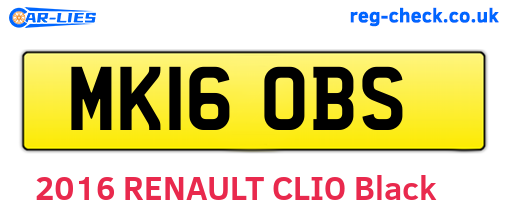 MK16OBS are the vehicle registration plates.